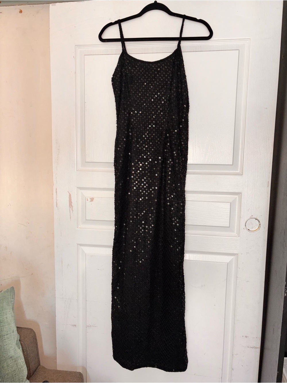 Papell Boutique Black Evening Dress with Lace Detail